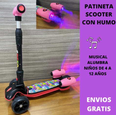 Patineta- Scooter con humo, música y luces 🛴